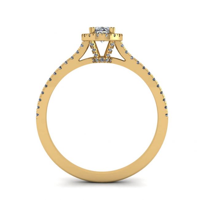 Halo-Diamant-Ring im Ovalschliff aus 18 Karat Gelbgold - Foto 1