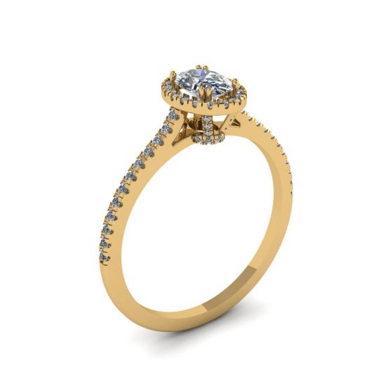 Halo-Diamant-Ring im Ovalschliff aus 18 Karat Gelbgold,  Bild vergrößern 4
