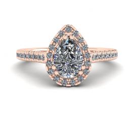 Halo-Diamantring im Birnenschliff aus 18 Karat Roségold