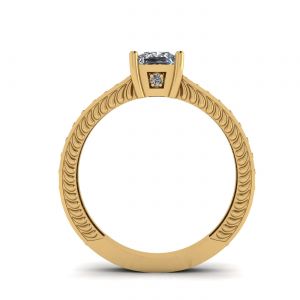 Ring mit Prinzessinnendiamant im orientalischen Stil mit Pavé-Fassung aus 18 Karat Gelbgold - Foto 1
