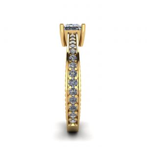 Ring mit Prinzessinnendiamant im orientalischen Stil mit Pavé-Fassung aus 18 Karat Gelbgold - Foto 2