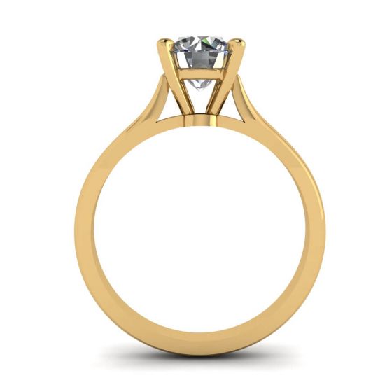 Klassischer Diamantring mit einem Diamanten in Gelbgold,  Bild vergrößern 2