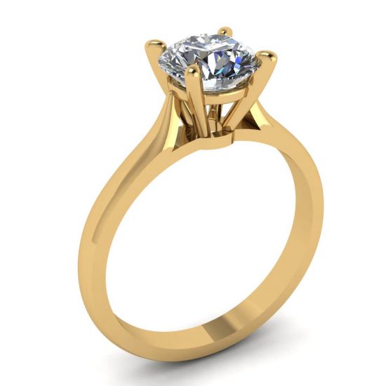 Klassischer Diamantring mit einem Diamanten in Gelbgold,  Bild vergrößern 4