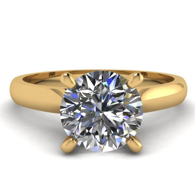 Klassischer Diamantring mit einem Diamanten in Gelbgold