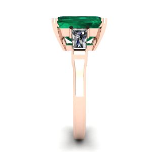 3-Karat-Smaragdring mit seitlichen Diamanten in Baguette-Roségold - Foto 2