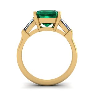 3 Karat Smaragd-Ring mit seitlichen Diamanten im Baguette-Gelbgold - Foto 1