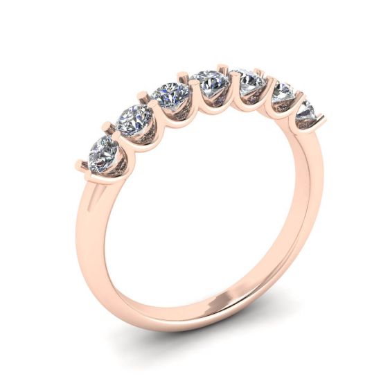 Klassischer Ring mit sieben runden Diamanten aus Roségold,  Bild vergrößern 4
