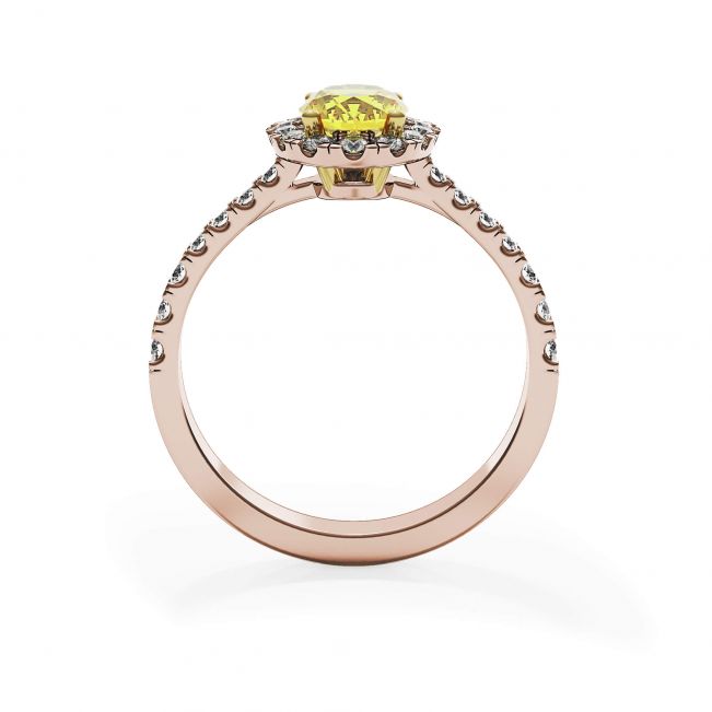 1,13 ct ovaler gelber Diamantring mit Halo-Roségold - Foto 1