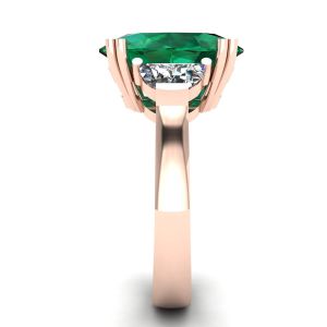 Ovaler Smaragd mit halbmondförmigen seitlichen Diamanten Ring aus Roségold - Foto 2