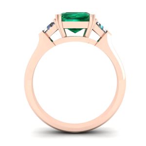 3 Karat Smaragdring mit dreieckigen seitlichen Diamanten in Roségold - Foto 1