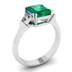 Ring mit 3,31 Karat Smaragd und seitlichen Billionendiamanten - Foto 3