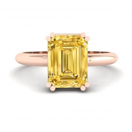 2 Karat gelber Saphirring im Smaragdschliff aus Roségold