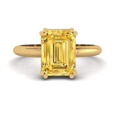 2 Karat Gelbgold-Smaragdschliff-Gelb-Saphir-Ring