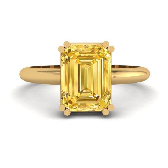 2 Karat Gelbgold-Smaragdschliff-Gelb-Saphir-Ring, Bild vergrößern 1