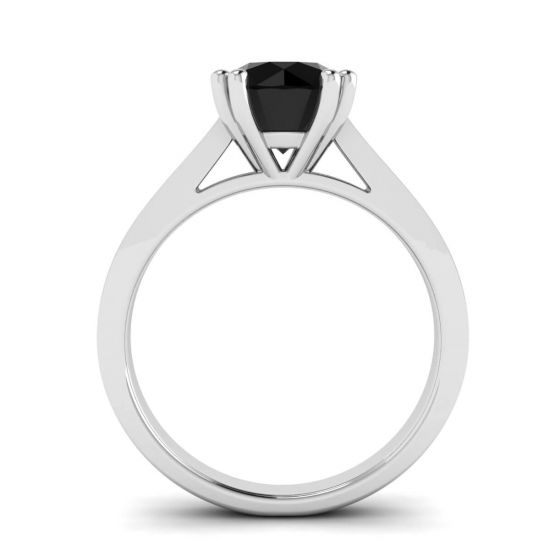 Runder schwarzer Diamant mit schwarzem Pavé-Ring aus 18-Weißgold, More Image 0