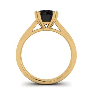 Ring aus 18-karätigem Gelbgold mit rundem schwarzem Diamant und schwarzer Pavé-Fassung - Foto 1