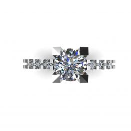 Runder Diamantring mit seitlichem und verstecktem Pavé