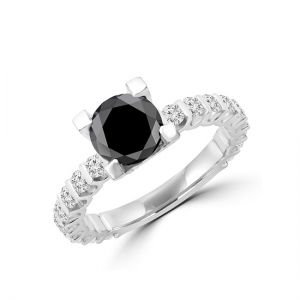 Runder schwarzer Diamantring mit seitlicher und versteckter Pavé-Fassung - Foto 3