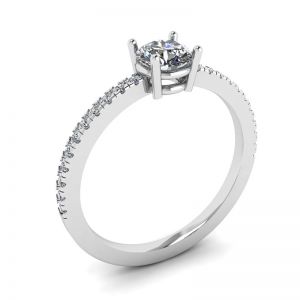 Seitlicher Pavé-Ring mit weißem Diamant, 18 Karat Weißgold - Foto 3