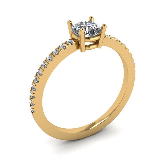 Seitlicher Pavé-Ring mit weißem Diamant, 18 Karat Gelbgold - Foto 3