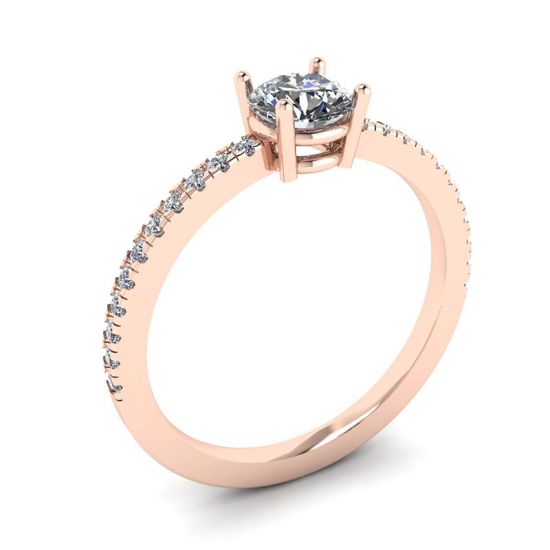 Seitlicher Pavé-Ring mit weißem Diamant, 18 Karat Roségold,  Bild vergrößern 4