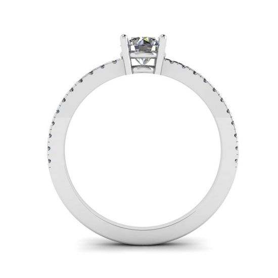 Seitlicher Pavé-Ring mit weißem Diamant, 18 Karat Weißgold, More Image 0