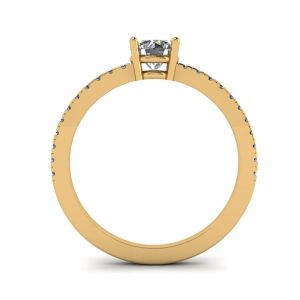 Seitlicher Pavé-Ring mit weißem Diamant, 18 Karat Gelbgold - Foto 1