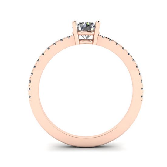 Seitlicher Pavé-Ring mit weißem Diamant, 18 Karat Roségold, More Image 0