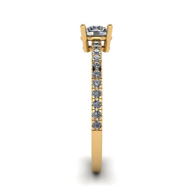 Seitlicher Pavé-Ring mit weißem Diamant, 18 Karat Gelbgold - Foto 2