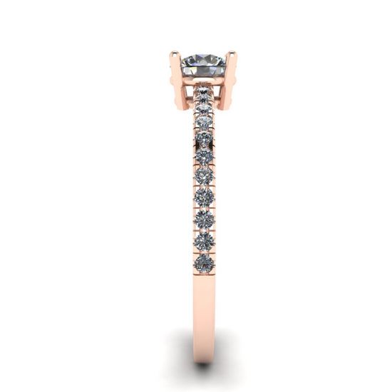 Seitlicher Pavé-Ring mit weißem Diamant, 18 Karat Roségold, More Image 1