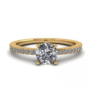 Seitlicher Pavé-Ring mit weißem Diamant, 18 Karat Gelbgold