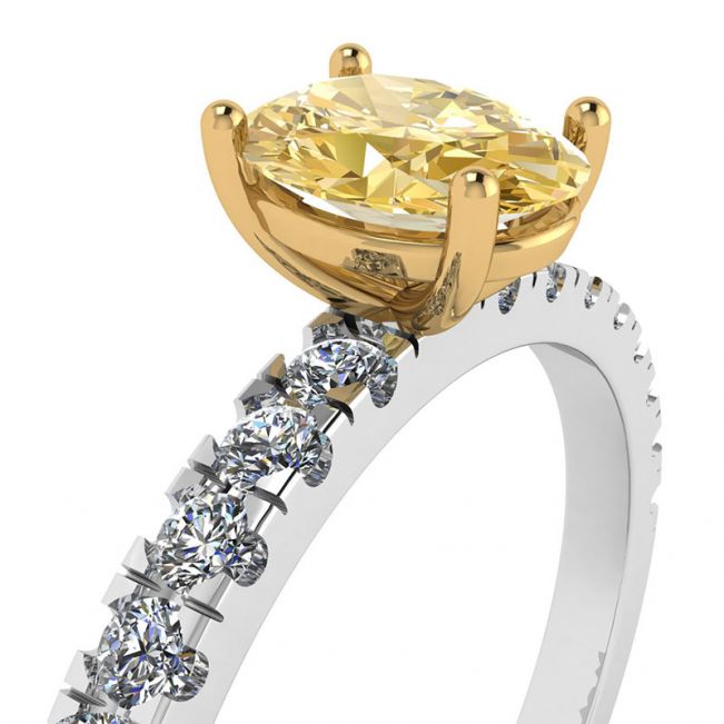 Ovaler gelber Diamant mit seitlichem Pavé-Ring - Foto 1