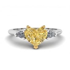 Herzförmiger gelber Diamant mit weißen Birnen-Diamantring