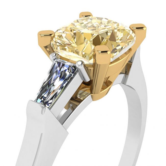 Kissengelber Diamant mit weißem Baguettering - Foto 1