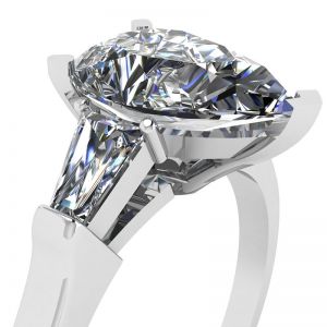 Ring mit Birnendiamant und seitlichem Baguetteschliff - Foto 1