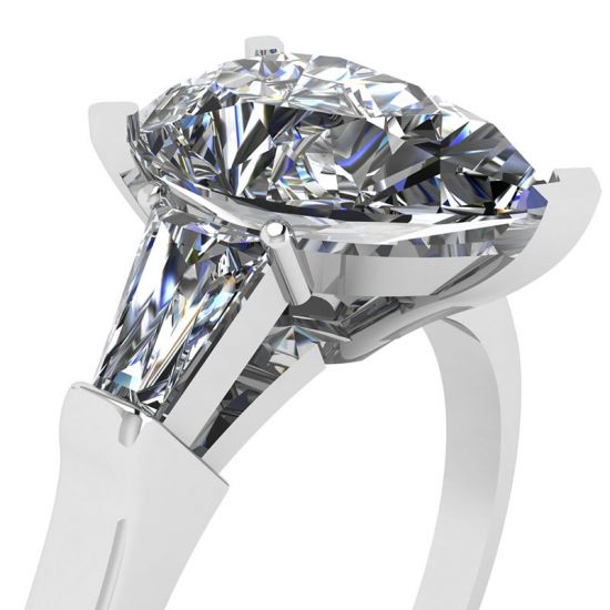 Ring mit Birnendiamant und seitlichem Baguetteschliff, More Image 0