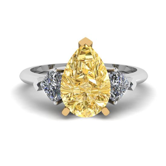 1 Karat gelber Birnendiamant mit 2-Herzen-Ring, Bild 1