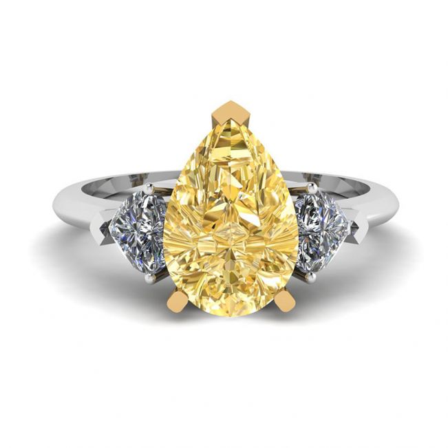 1 Karat gelber Birnendiamant mit 2-Herzen-Ring