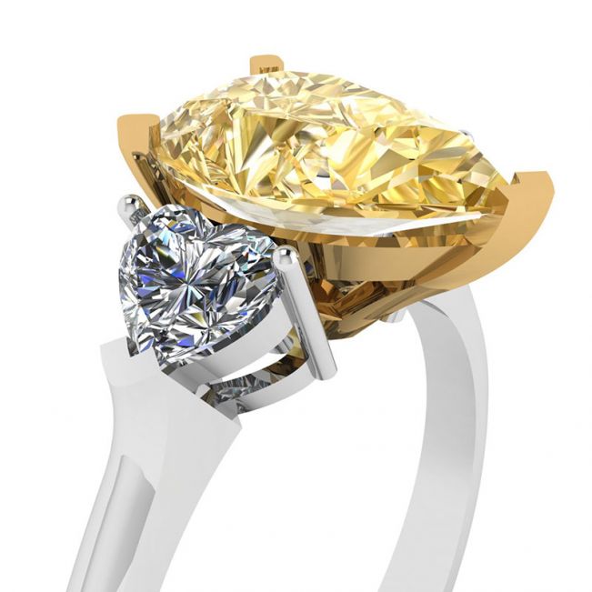 1 Karat gelber Birnendiamant mit 2-Herzen-Ring - Foto 1