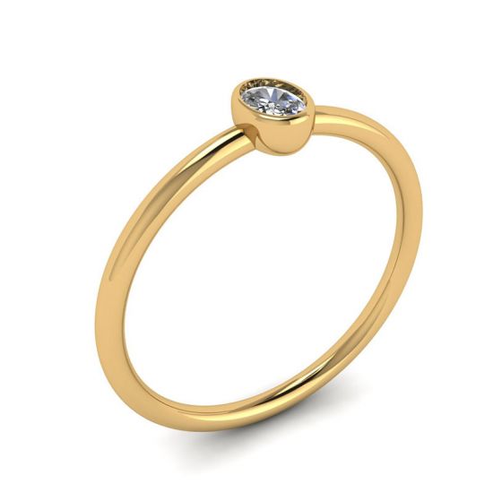 Ovaler kleiner Diamantring La Promesse aus Gelbgold,  Bild vergrößern 4