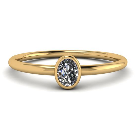 Ovaler kleiner Diamantring La Promesse aus Gelbgold, Bild 1