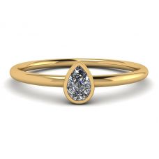 Kleiner Ring mit Birnendiamant La Promesse aus Gelbgold