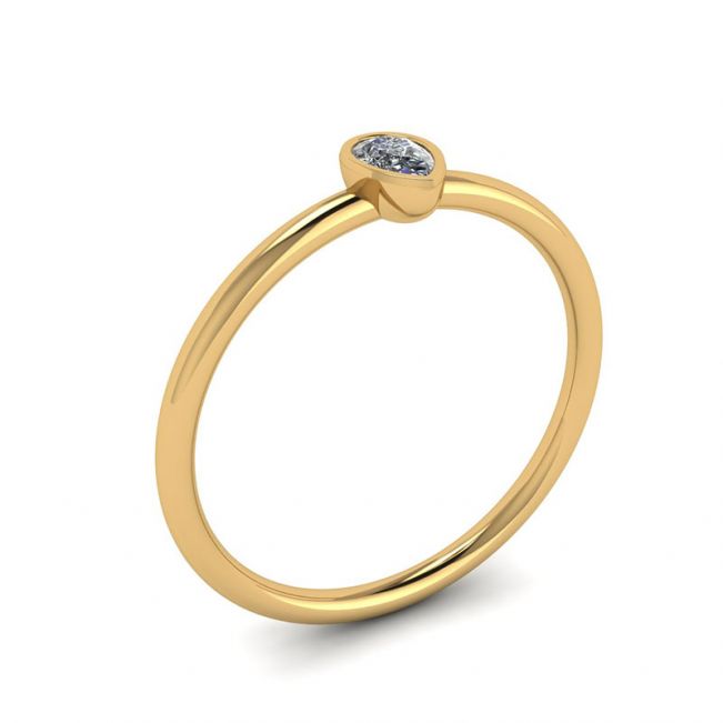Kleiner Ring mit Birnendiamant La Promesse aus Gelbgold - Foto 3