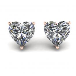 Herzförmige Diamant-Ohrstecker aus Roségold