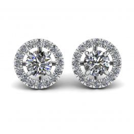 Runde Diamant-Halo-Ohrstecker aus 18 Karat Weißgold