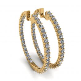 Dünne Creolen mit Diamanten aus Gelbgold
