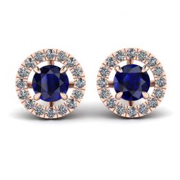 Saphir-Ohrstecker mit abnehmbarem Diamant-Halo in Roségold