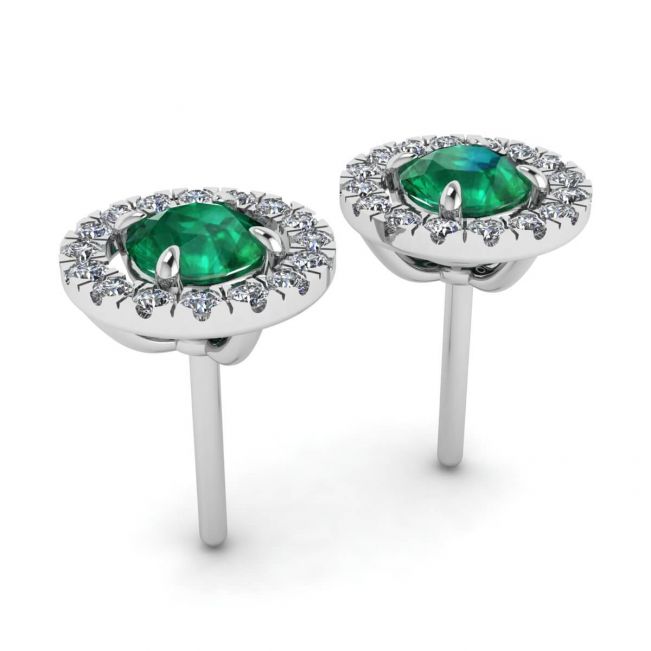 Smaragd-Ohrstecker mit abnehmbarer Diamant-Halo-Jacke - Foto 2