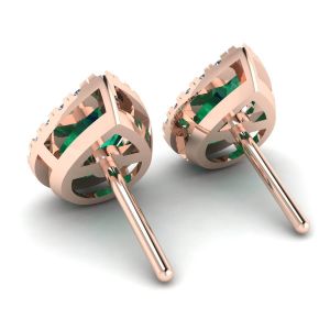 Birnenförmiger Smaragd mit Diamant-Halo-Ohrringen aus Roségold - Foto 2