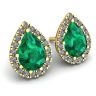 Birnenförmiger Smaragd mit Diamant-Halo-Ohrringen aus Gelbgold, Bild 2